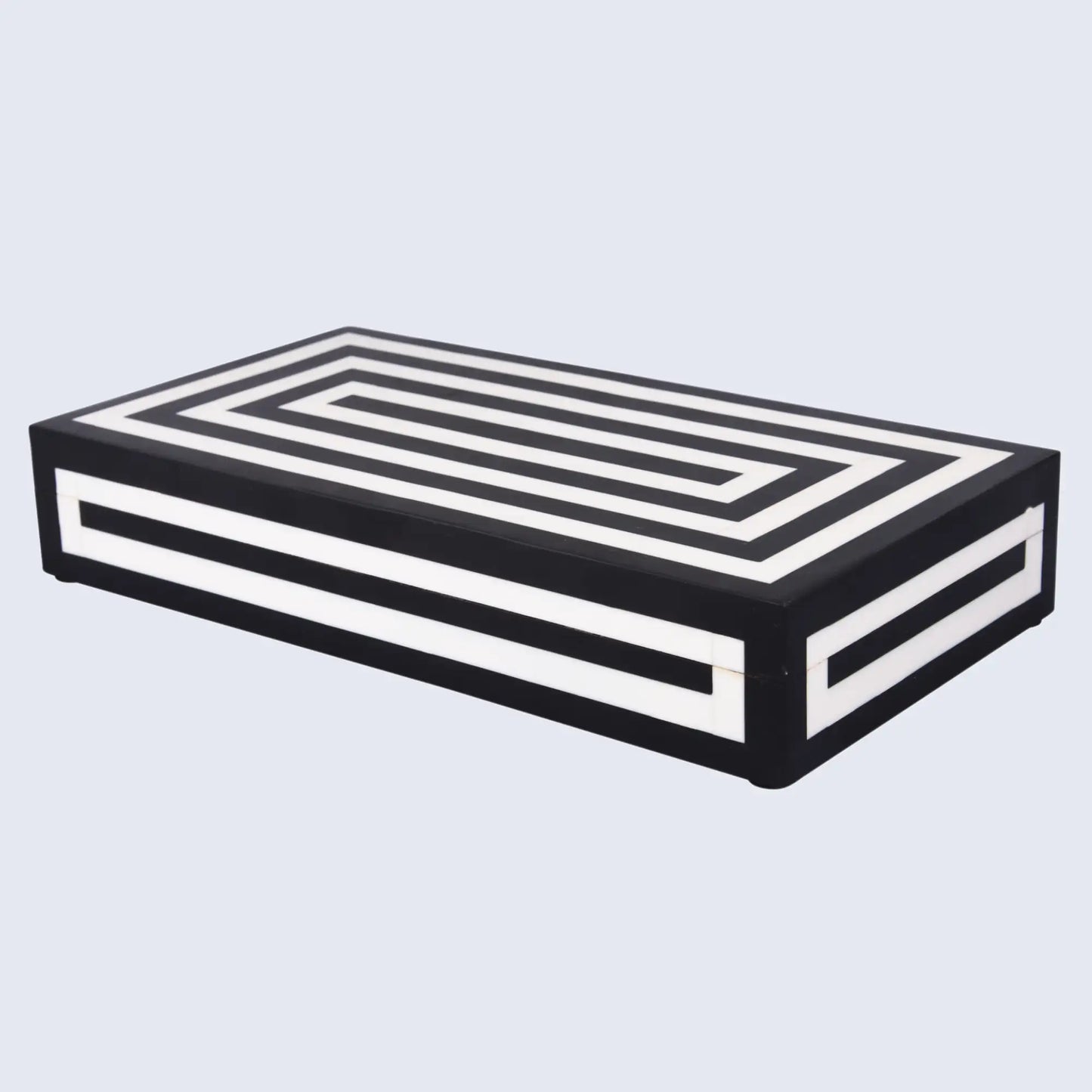 Decorative Boxes Medley Concentrics Pattern Resin Inlay Collection in 8 Sizes, Black & White
