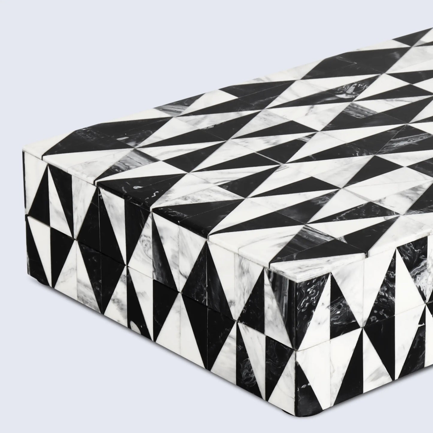 Decorative Boxes Medley Harlequin Pattern Resin Inlay Collection in 7 Sizes, Black & White