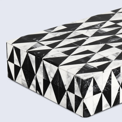 Decorative Boxes Medley Harlequin Pattern Resin Inlay Collection in 7 Sizes, Black & White