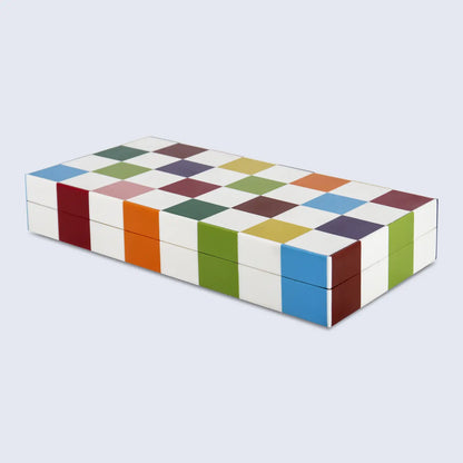 Decorative Boxes Medley Jester Pattern Resin Inlay Collection in 7 Sizes, Multicolor