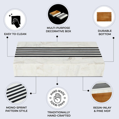 Decorative Boxes Mono Sprint Pattern Resin Inlay Collection in 7 Sizes