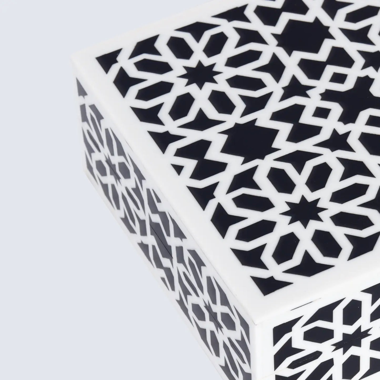 Shiraz Pattern Resin Inlay Decorative Storage Box – Black & White