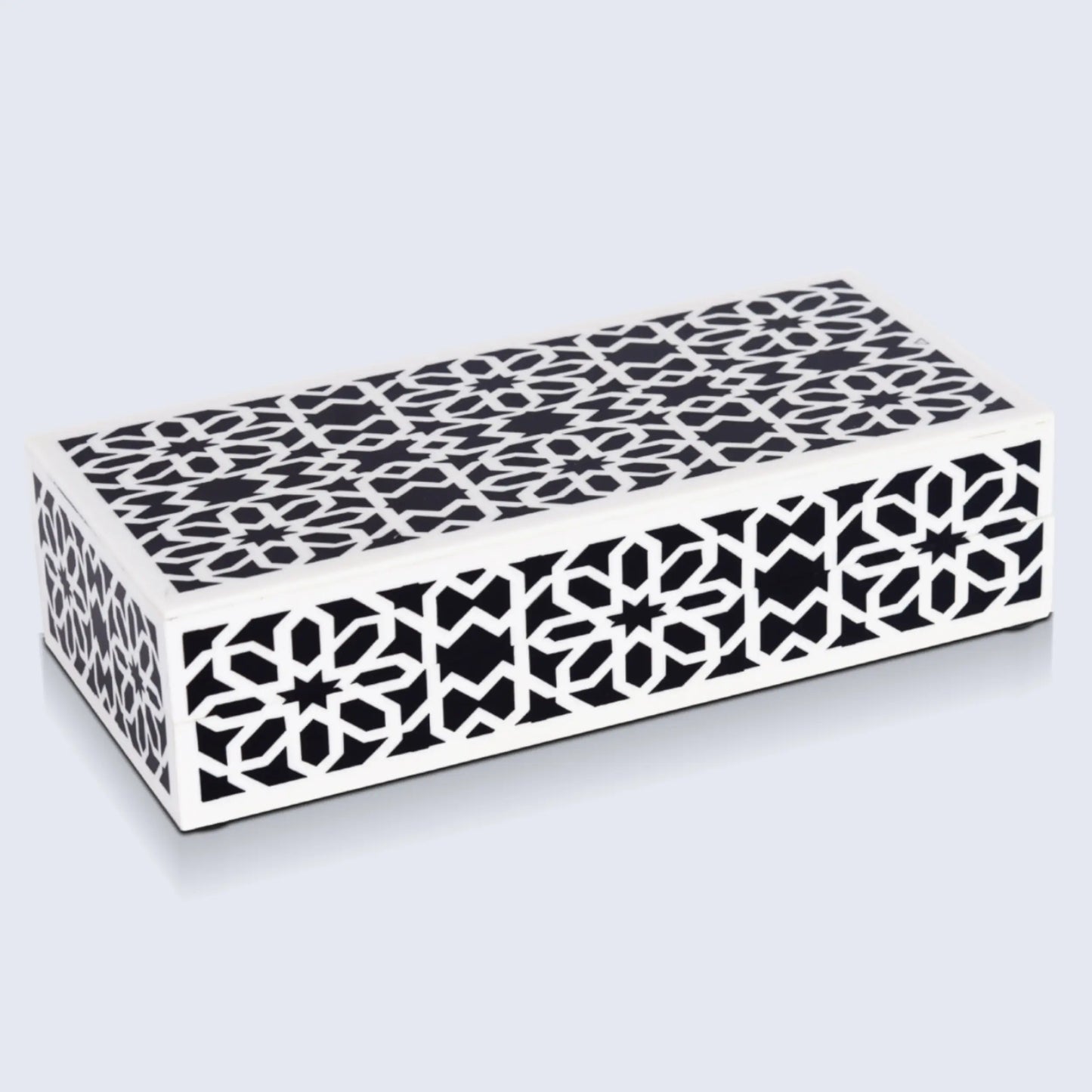 Shiraz Pattern Resin Inlay Decorative Storage Box – Black & White