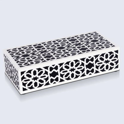 Shiraz Pattern Resin Inlay Decorative Storage Box – Black & White