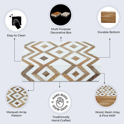 Marquet Array Resin & Wood Inlay Decorative Storage Box