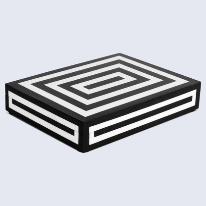 Decorative Boxes Medley Concentrics Pattern Resin Inlay Collection in 8 Sizes, Black & White
