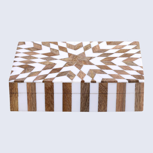 Decorative Boxes Estrella Trance Pattern Resin Inlay Collection in 8 x 5 x 2 inch