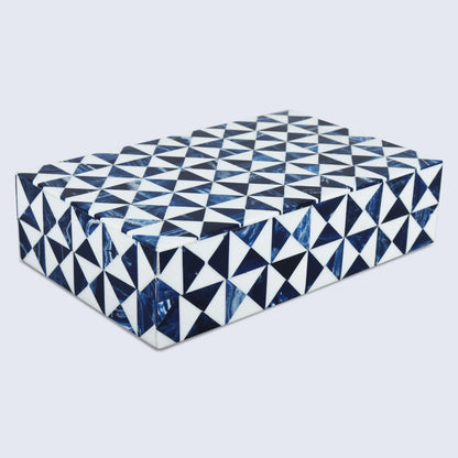 Marquet Indigo Pattern Resin Inlay Decorative Storage Box