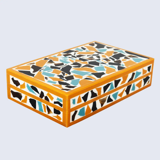 Decorative Boxes Mosaic Gold Pattern Pattern Resin Inlay Collection in 7 Sizes