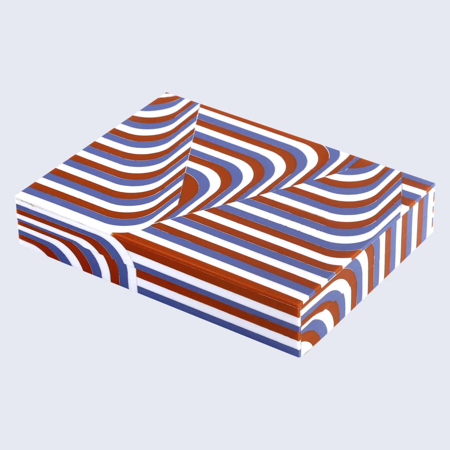Decorative Box Carnaby Twist Pattern Resin Inlay Collection 8 x 6 x 1.5 inch