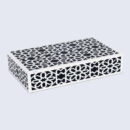 Shiraz Pattern Resin Inlay Decorative Storage Box – Black & White