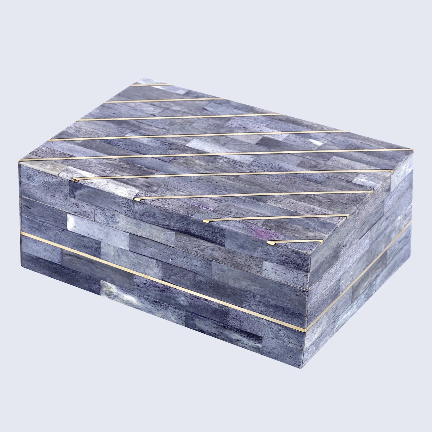 Decorative Box Aegean Coral Pattern Bone Inlay & Brass Collection in 2 Sizes