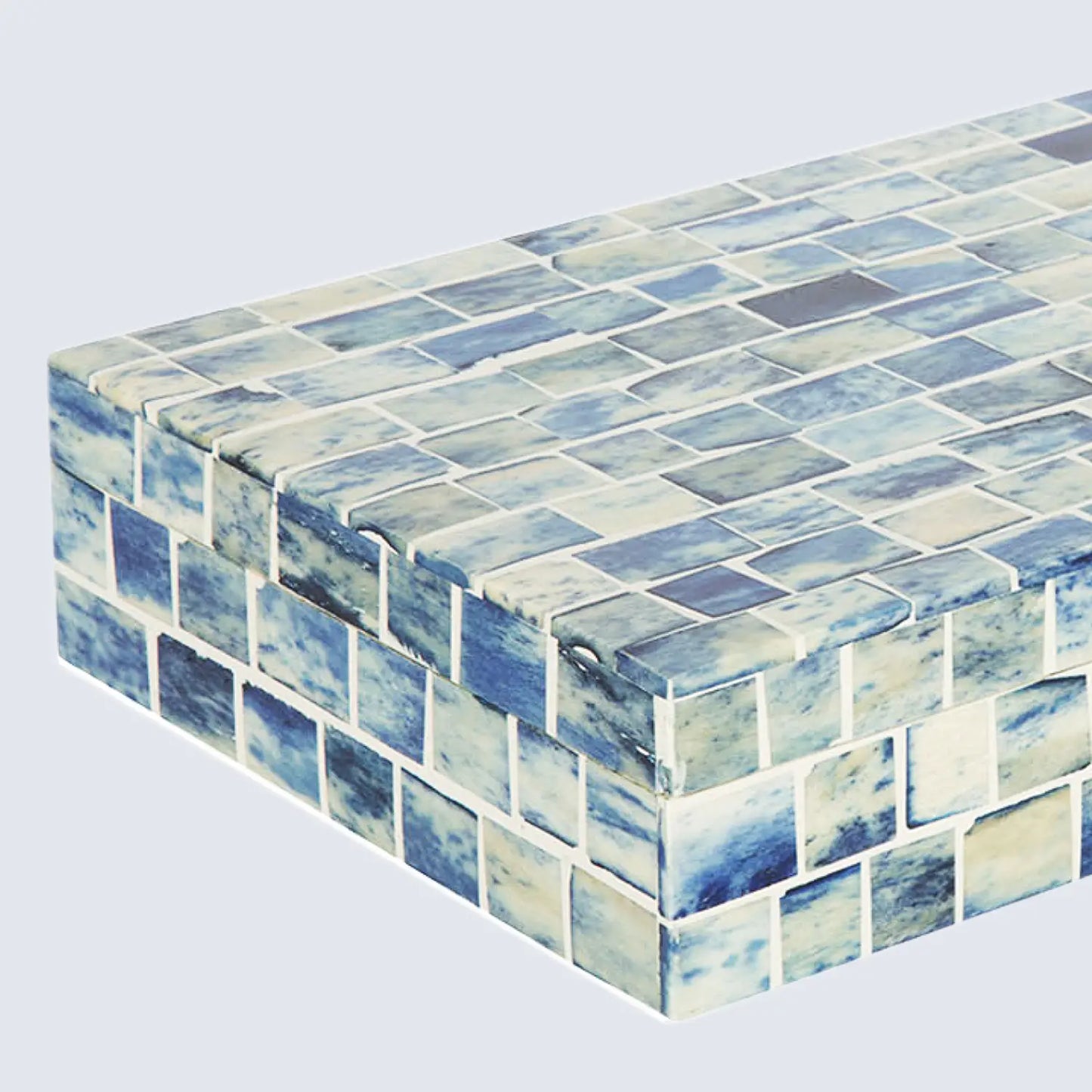 Decorative Boxes Indigo Mosaic Pattern Bone & Resin Inlay Collection in 2 Sizes