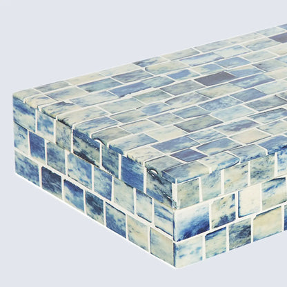 Decorative Boxes Indigo Mosaic Pattern Bone & Resin Inlay Collection in 2 Sizes