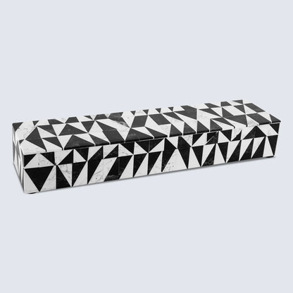 Decorative Boxes Medley Harlequin Pattern Resin Inlay Collection in 7 Sizes, Black & White