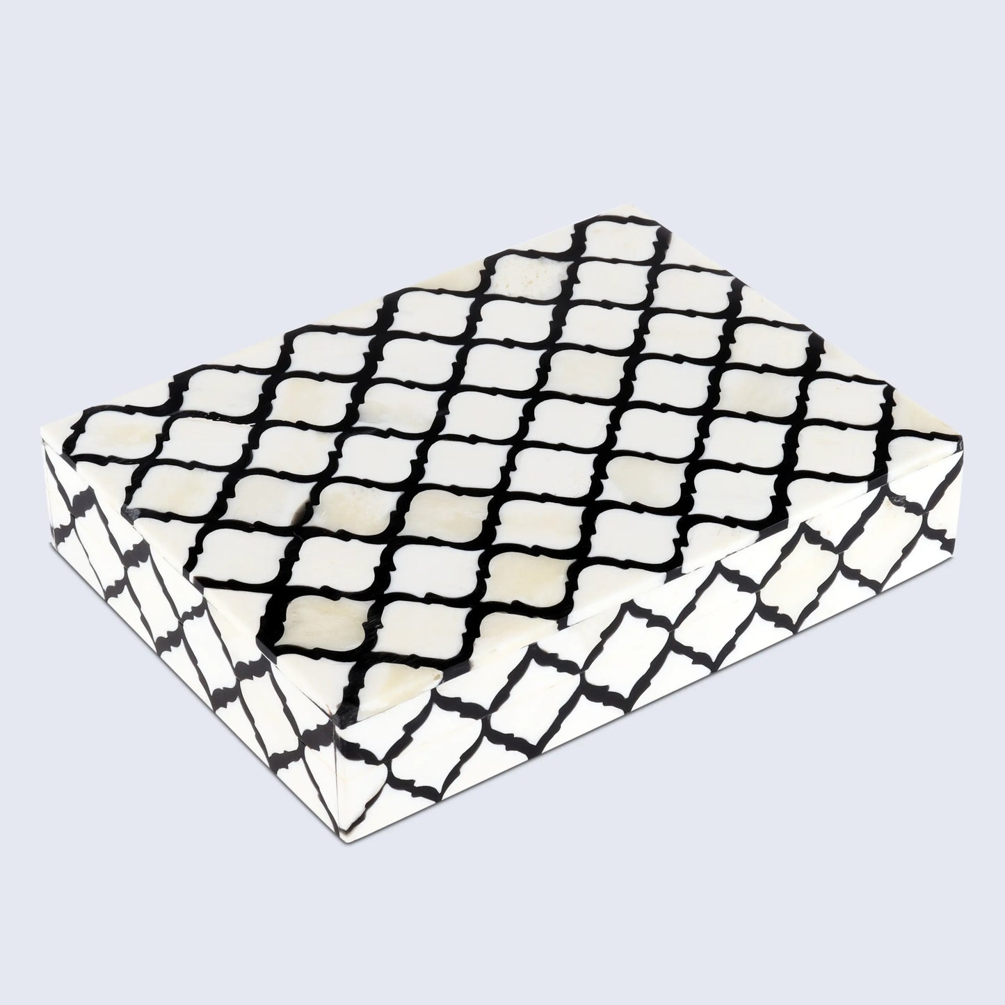 Decorative Boxes Moroccan Pattern Bone & Resin Inlay Collection in 9 Sizes, Black & White