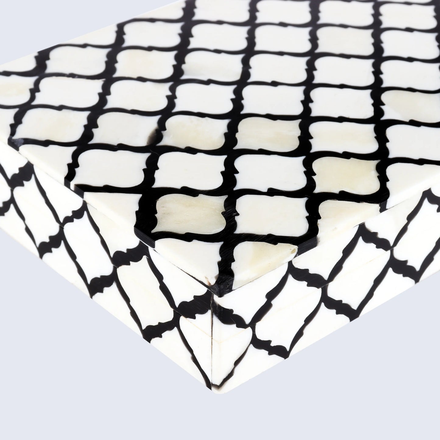 Decorative Boxes Moroccan Pattern Bone & Resin Inlay Collection in 9 Sizes, Black & White