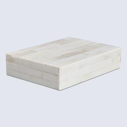 Decorative Boxes Plain White Pattern Bone Inlay Collection in 8 Sizes
