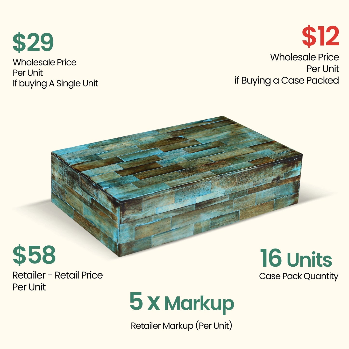Decorative Box Verdegris, Pack of 16
