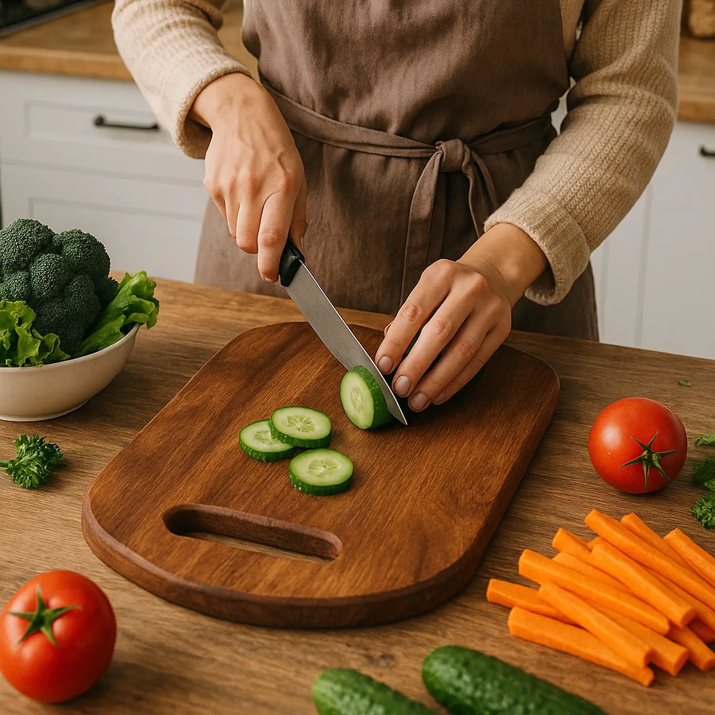 Chopping Board  Semi-Circle Top - Wood, in 15.25x9.25"