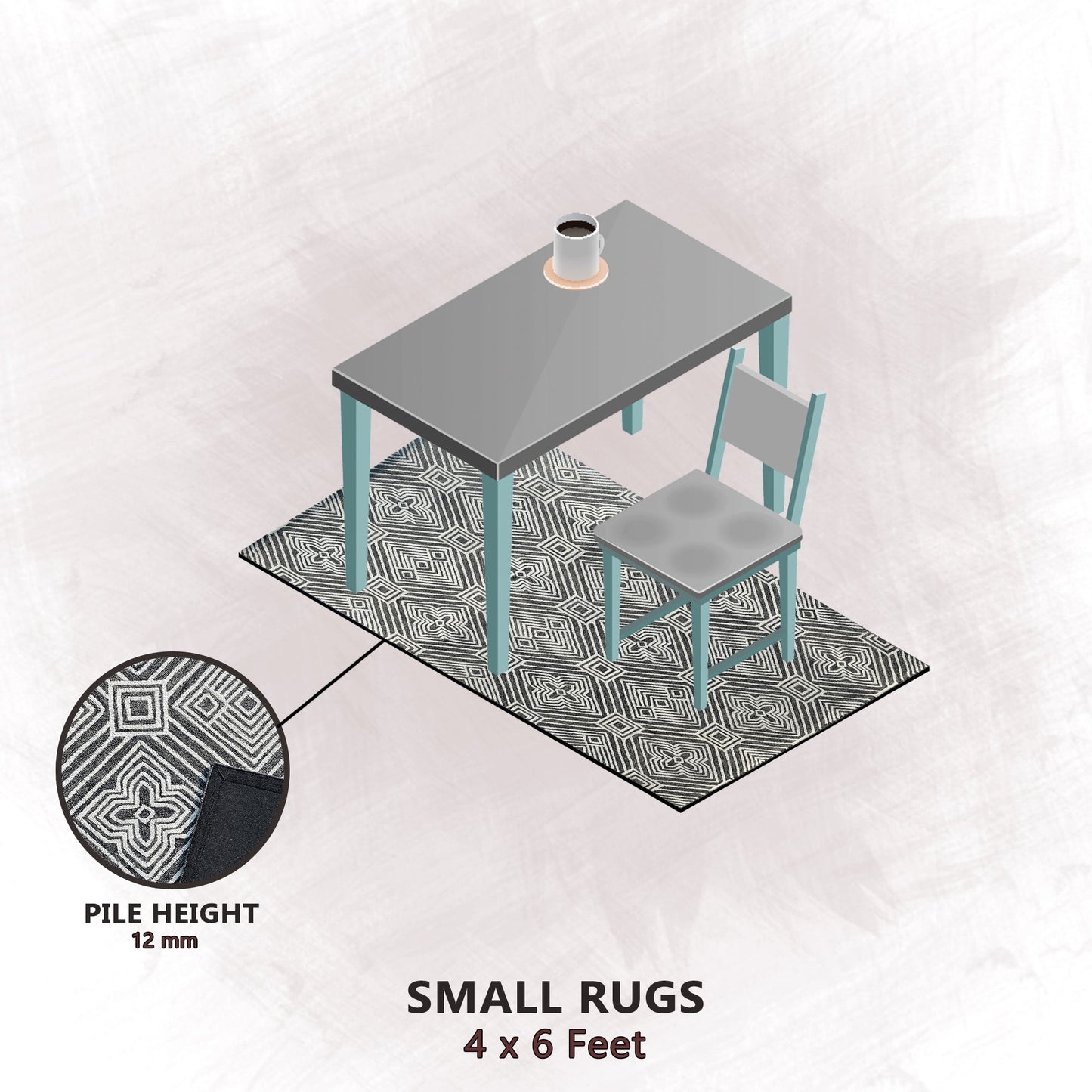 Premium Hand-Tufted Rug Made of 100% Wool  - Echos - 4x6 Feet