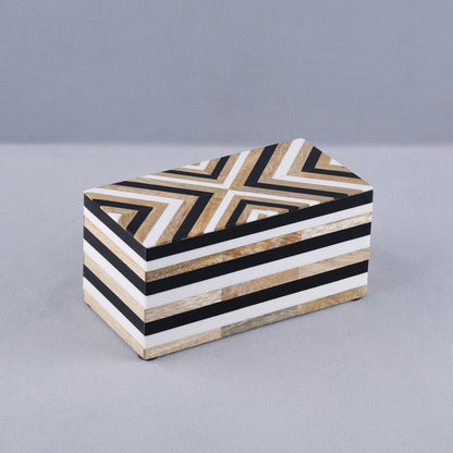 Handicrafts Home Decorative Storage Box - Chevron- Black Brown