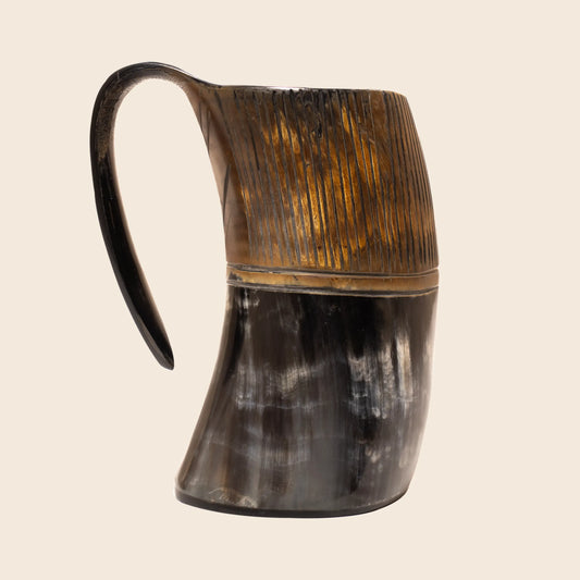 Horn Whiskey Mugs - Holds Upto 6.5 oz, Striped