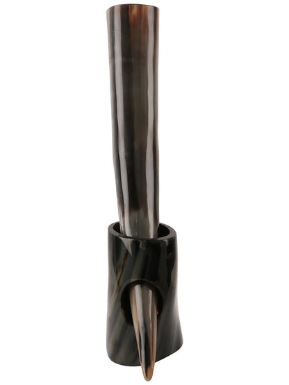 Drinking Horn with Stand - Holds Upto 16 oz, Natural