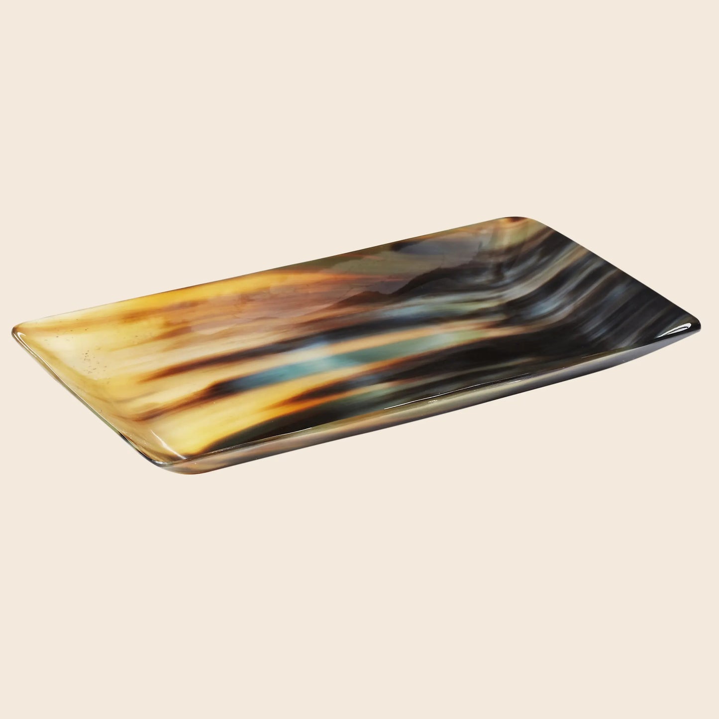 Decorative Horn Vanity Serving Trays in 4x7 inch, Black & Brown