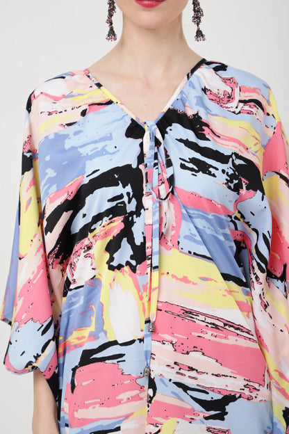 Women Midi Kaftans Summer Holiday Caftan Dress Abstract S to 3XL