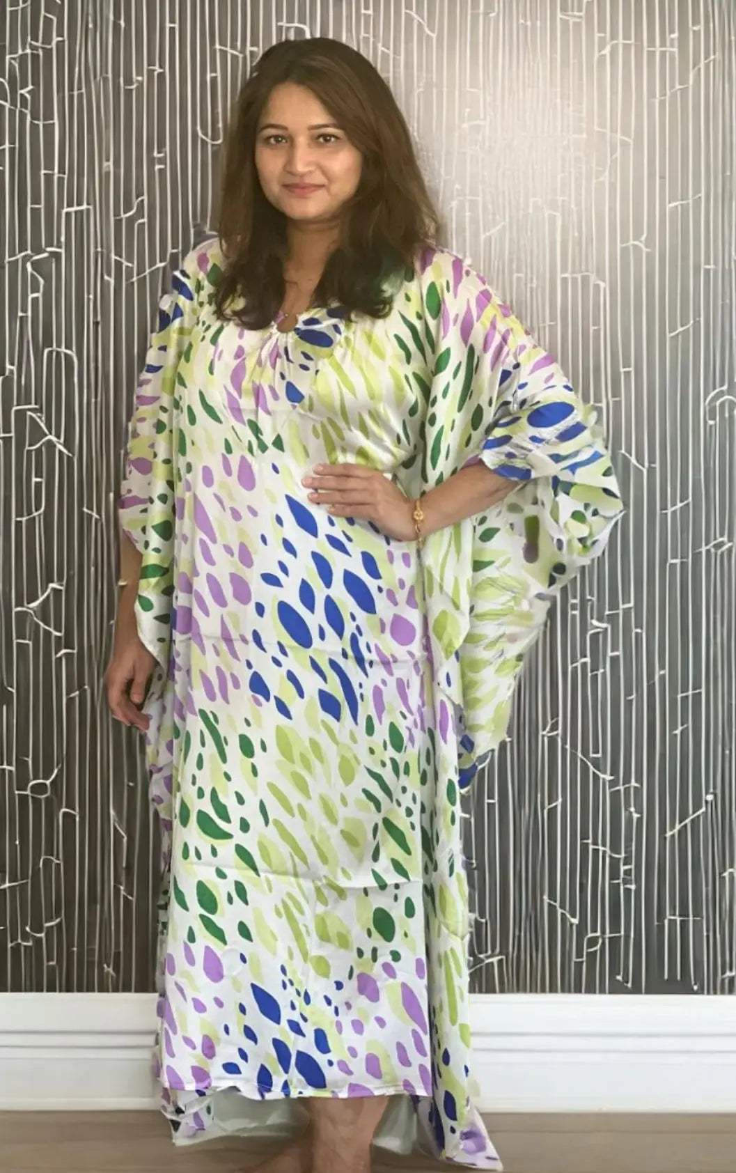 Ring Insert Detail in The Front Kaftan Dresses for Women - Geometric