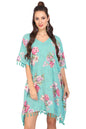 Kaftan Tunic Top Kimono Evening Top Free Size - Sea Green