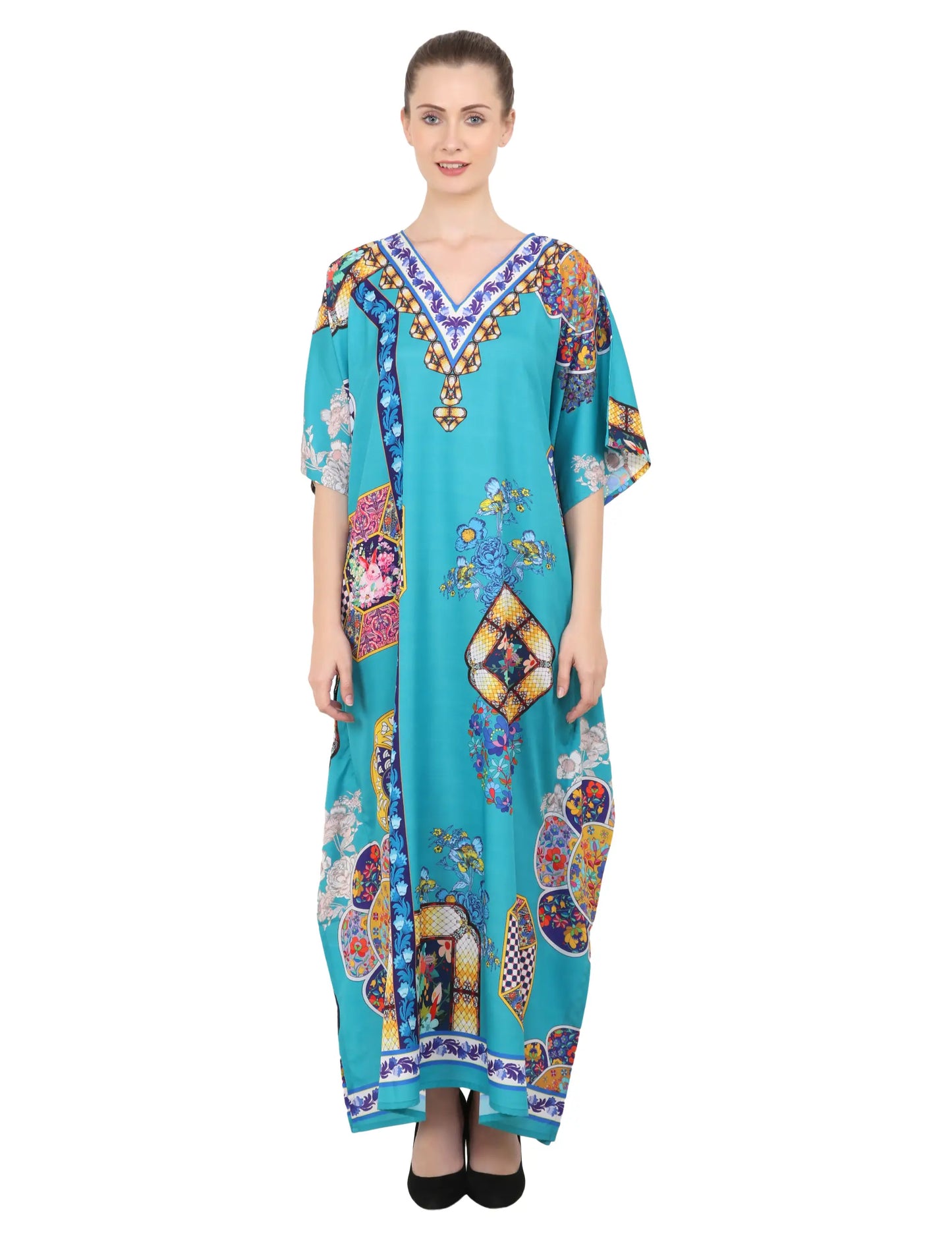 Women Long Kaftans Summer Holiday Caftan Dress 5 Colors S-3XL