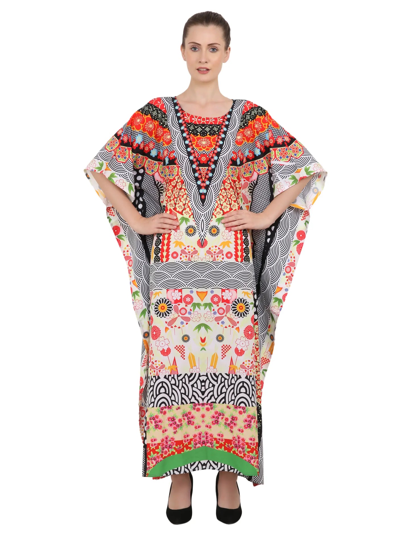 Women Long Kaftans Summer Holiday Caftan Dress Black S-3XL