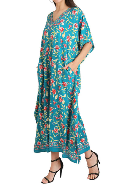 Women Long Kaftans Summer Holiday Caftan Dress 3 Colors S-3XL