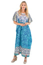 Women Long Kaftans Summer Holiday Caftan Dress, Aqua Jewel S-3XL