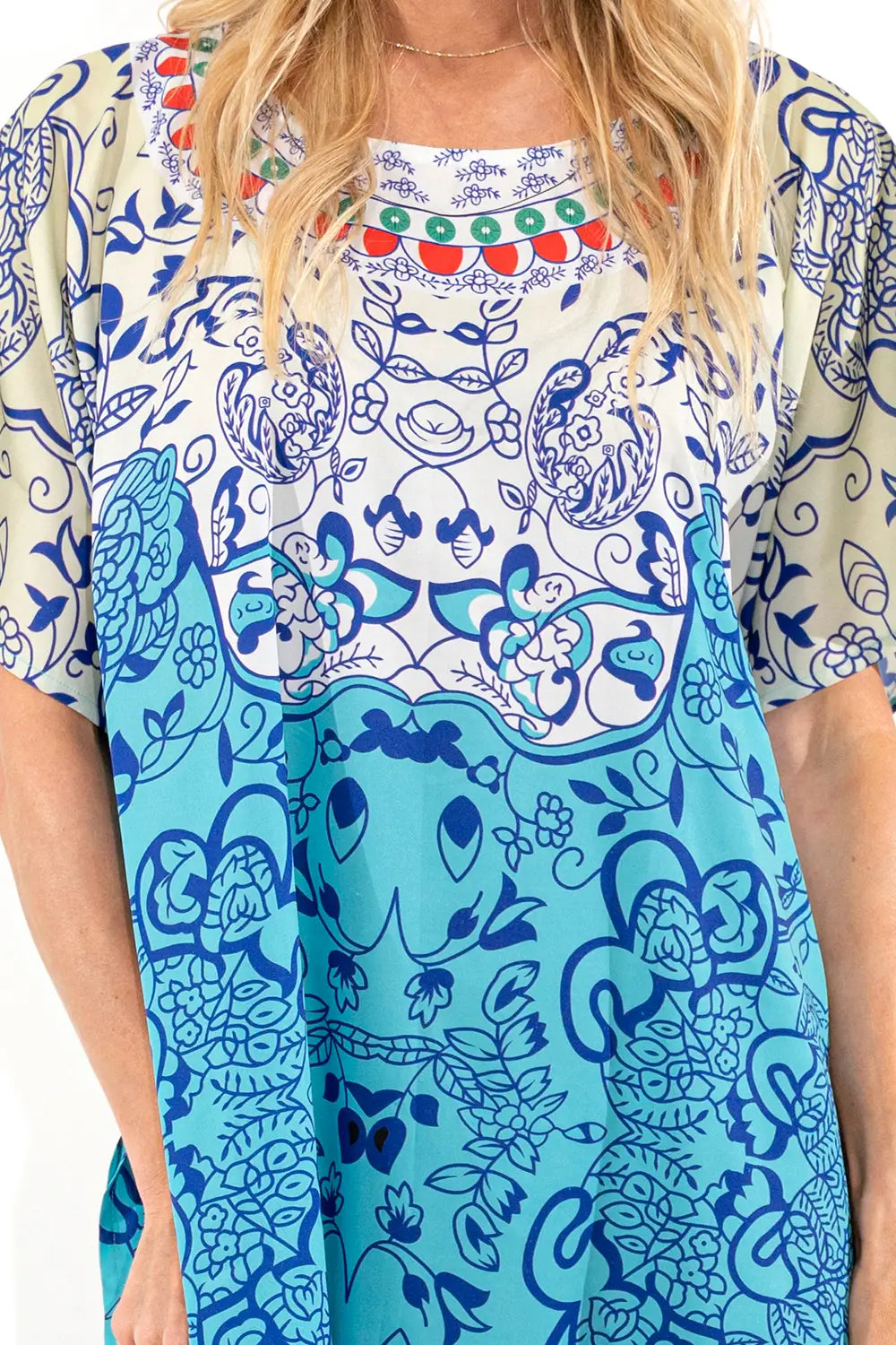 Women Long Kaftans Summer Holiday Caftan Dress, Aqua Jewel S-3XL