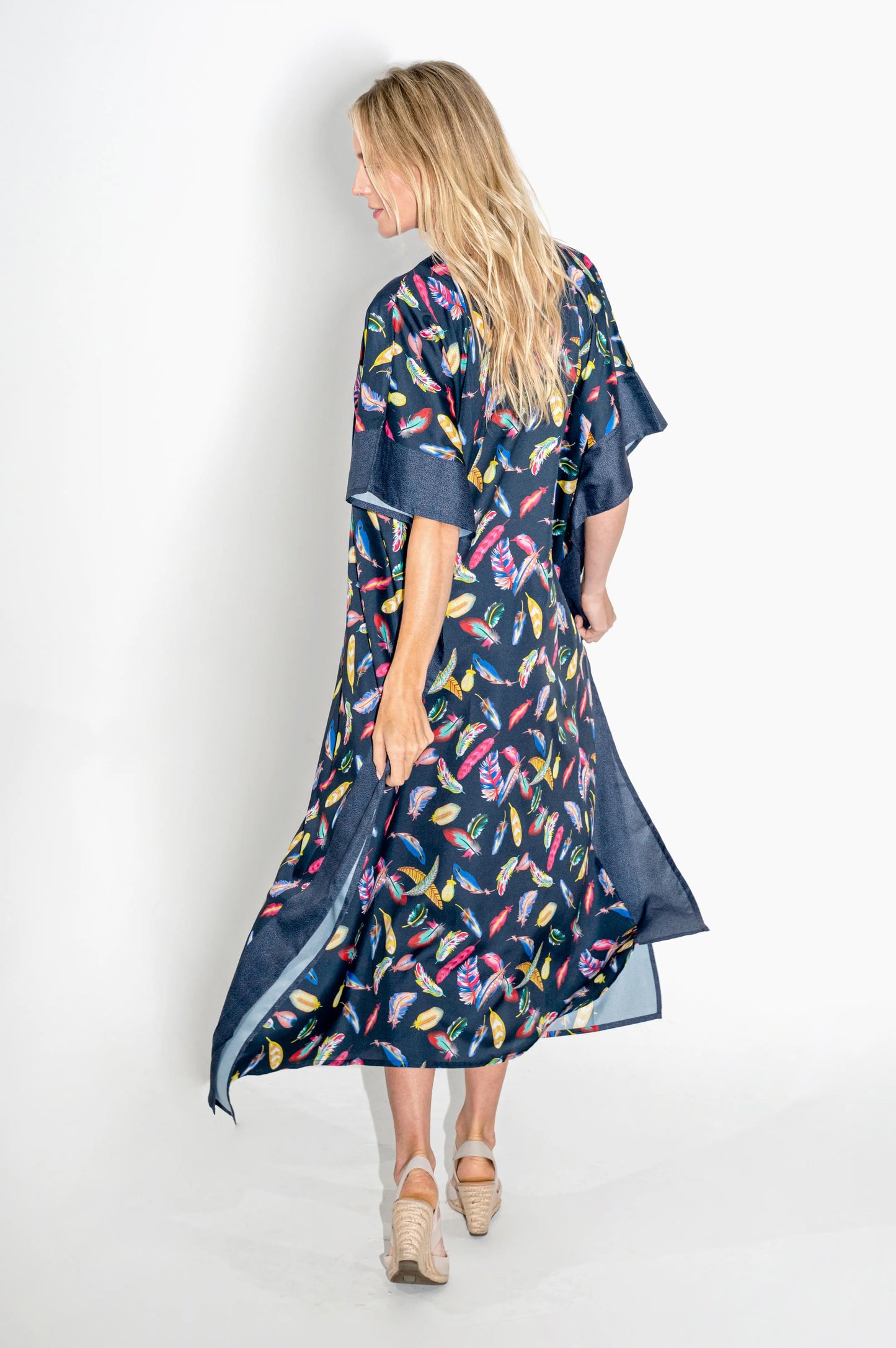Women Long Kaftans Summer Holiday Caftan Dress, Autumn Blue S-3XL