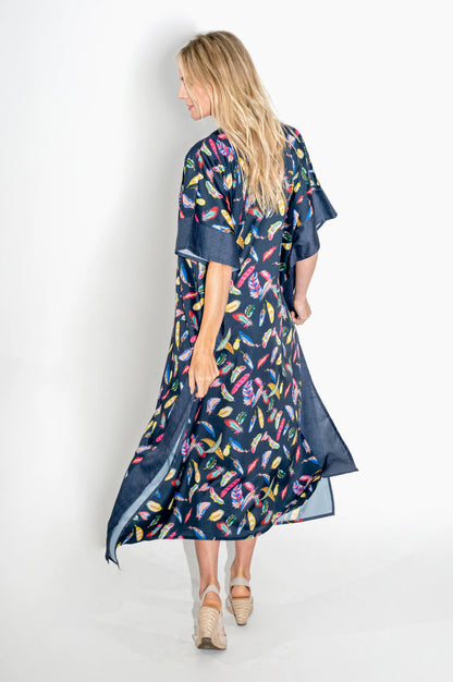 Women Long Kaftans Summer Holiday Caftan Dress, Autumn Blue S-3XL