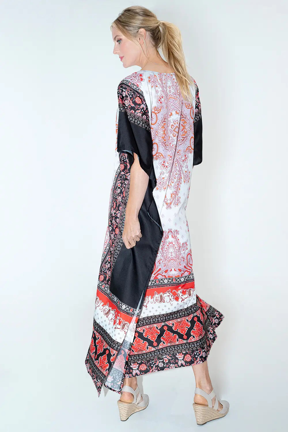 Women Long Kaftans Summer Holiday Caftan Dress Black Jewel S-3XL