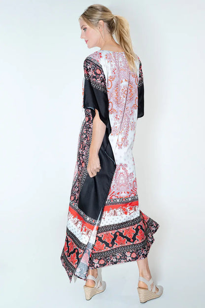 Women Long Kaftans Summer Holiday Caftan Dress Black Jewel S-3XL