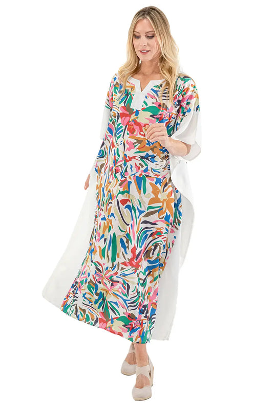 Women Long Kaftans Summer Holiday Caftan Dress Black Camo S-3XL