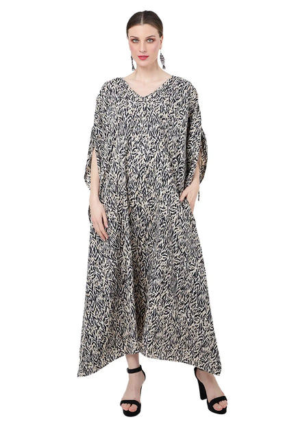 Women Midi Kaftans Summer Holiday Caftan Dress Dusky White S-3XL