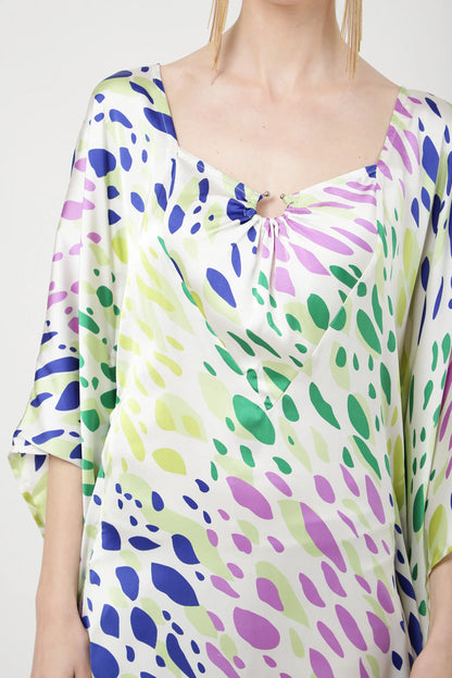 Ring Insert Detail in The Front Kaftan Dresses for Women - Geometric