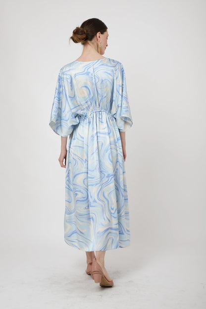 Women Midi Kaftans Summer Holiday Caftan Dress Soft Blue S-3XL