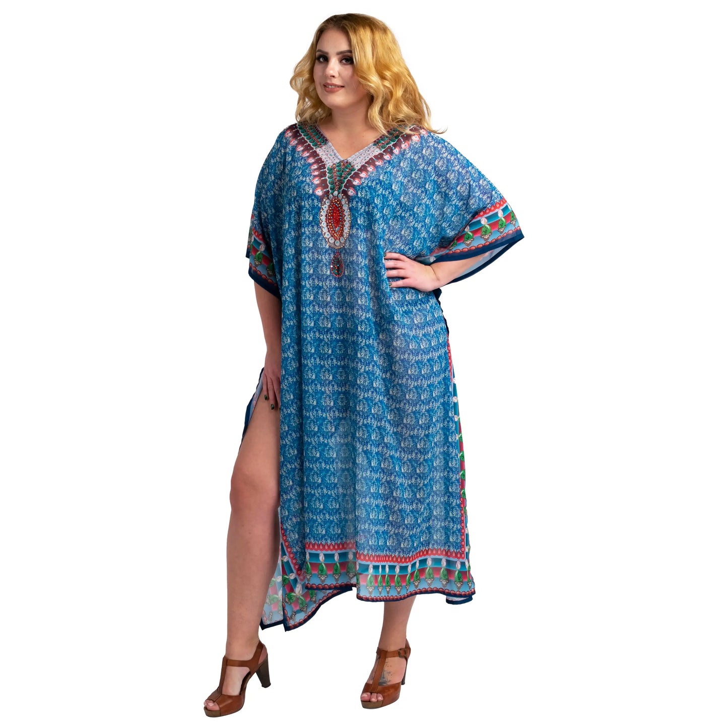 Women Long Kaftans Beach Caftan Dress 3 Colors S-3XL