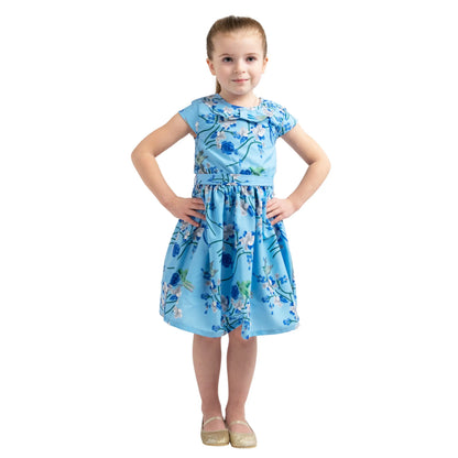 Girls Kids Vintage Style Peter Pan Collar Dresses Bird Print - Available in 3 Colors