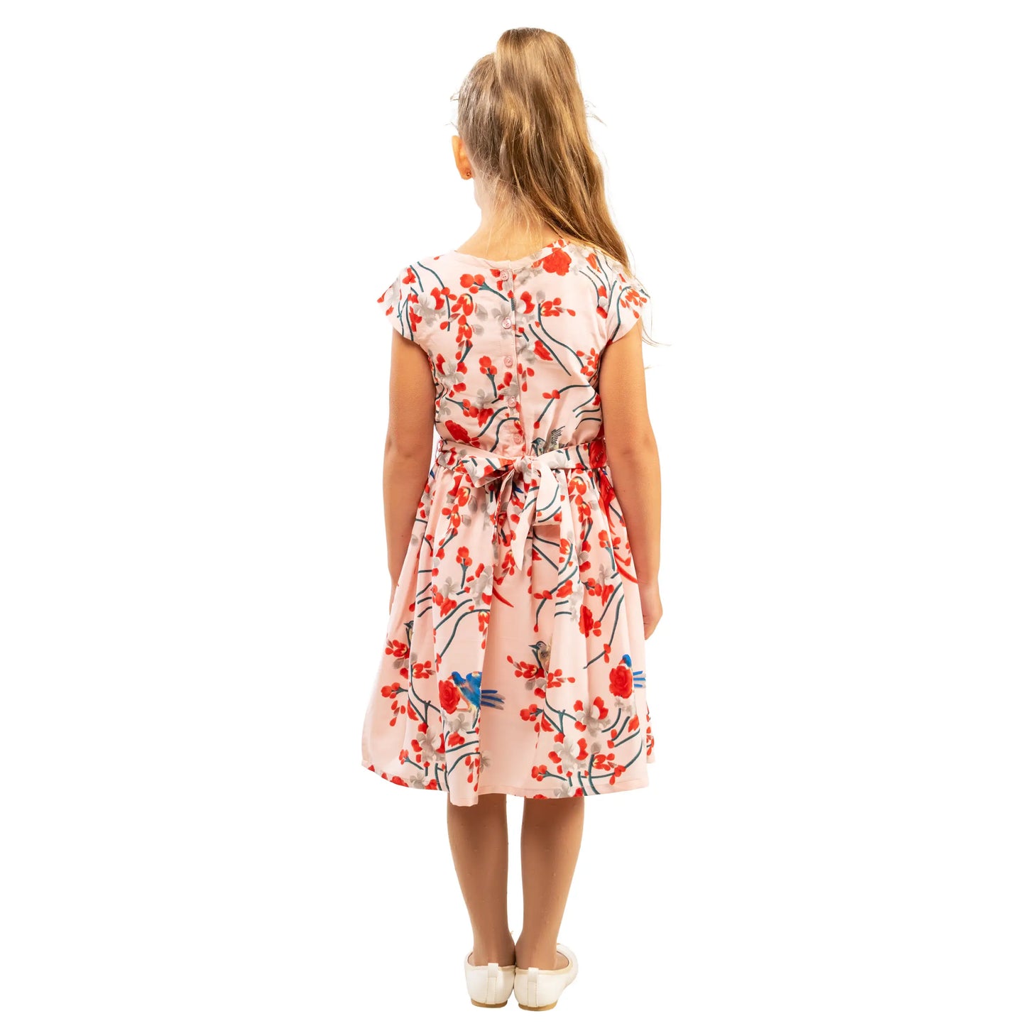 Girls Kids Vintage Style Peter Pan Collar Dresses Bird Print - Available in 3 Colors