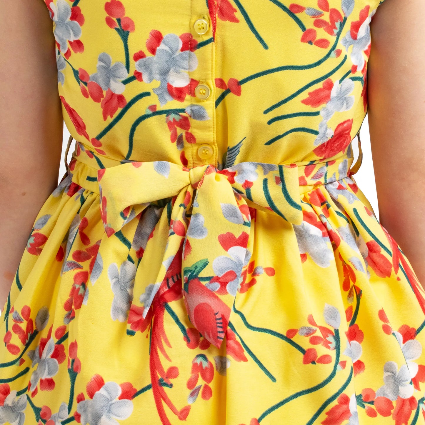 Girls Kids Vintage Style Peter Pan Collar Dresses Bird Print - Available in 3 Colors