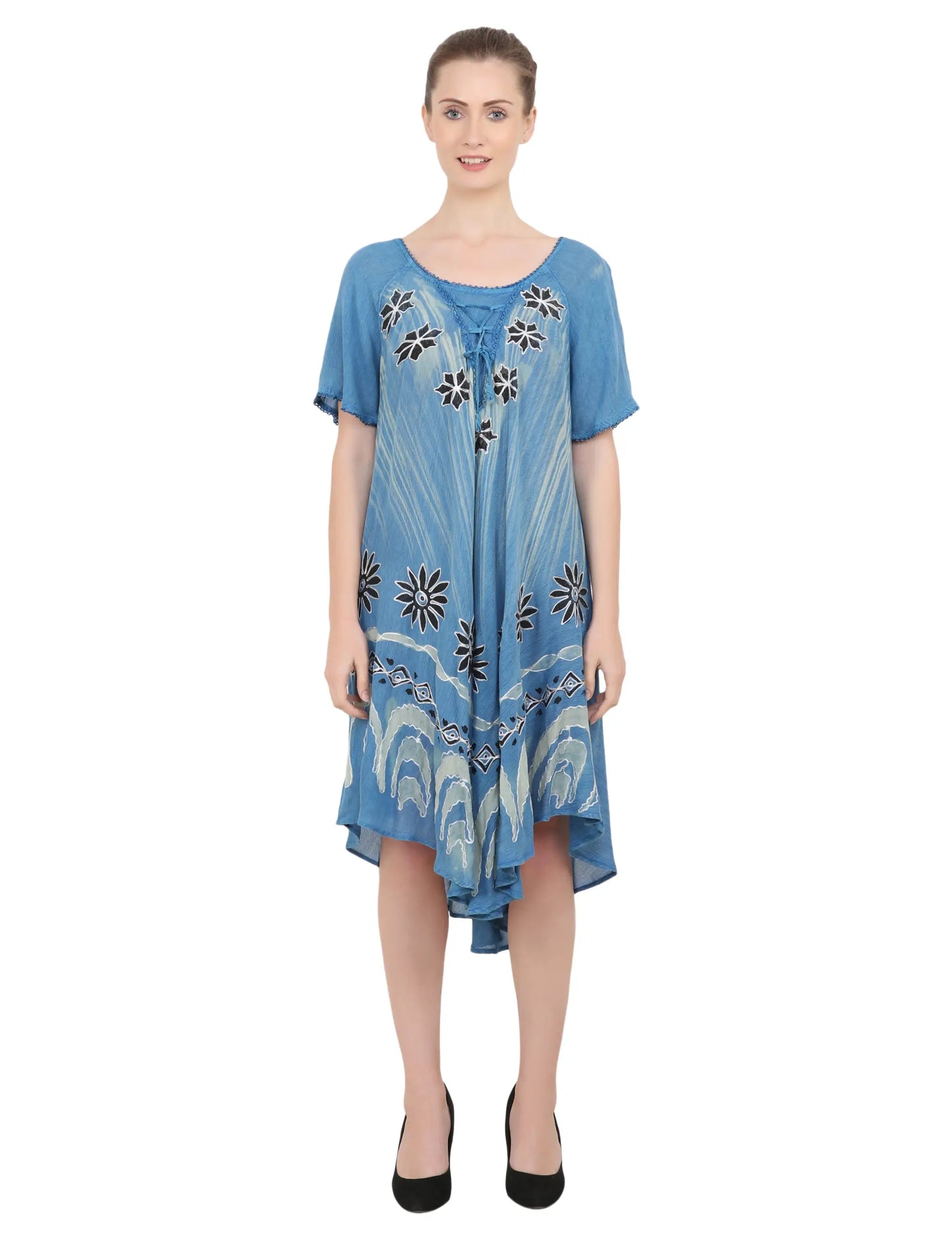 Women's Casual Dresses Loose Swing Flare Dress 105- Blue